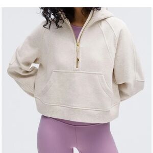 NWT!!!   Lululemon scuba Half-Zip Hoodie, bone color Gold Zip